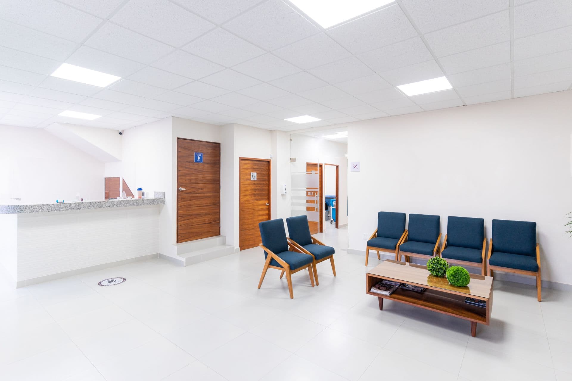 A bright, modern hospital reception area